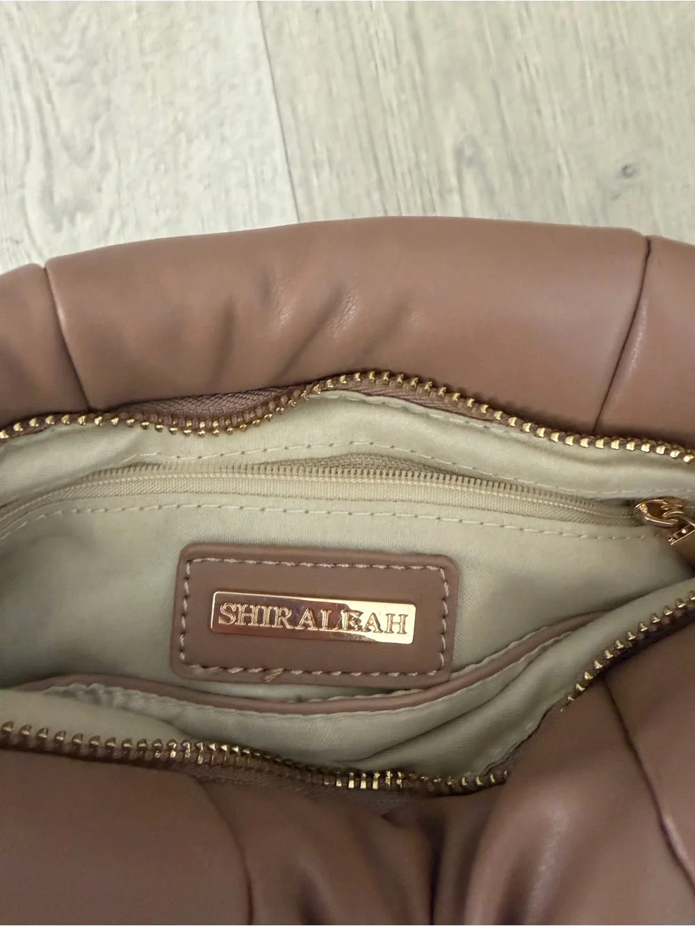 Shiraleah Quilted Rectangular Leather Clutch Purse in Warm Cognac